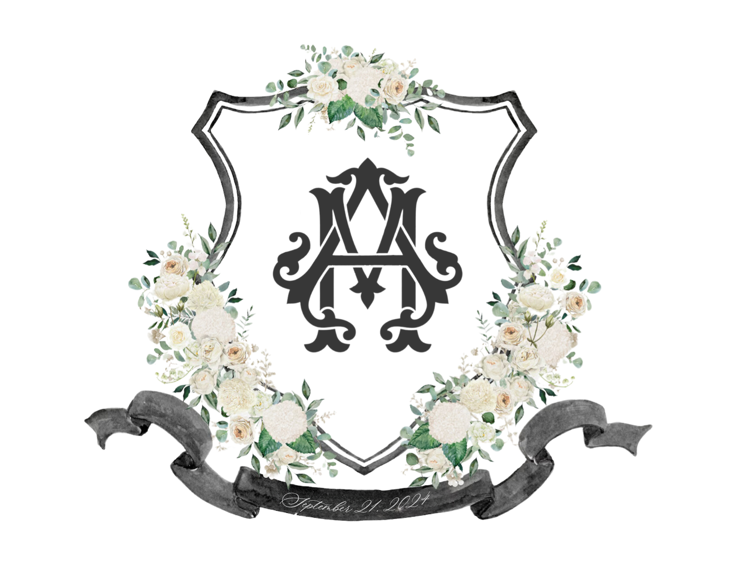 Semi-Custom Floral Wedding Crest