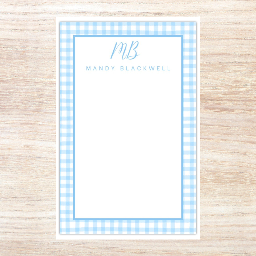 Blue Gingham Notepad