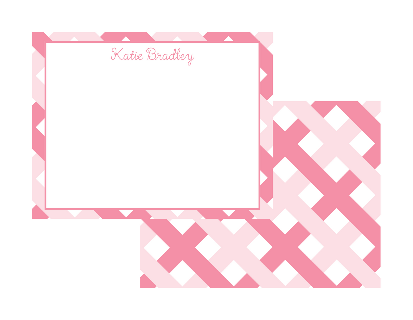 Pink Plaid Notecards