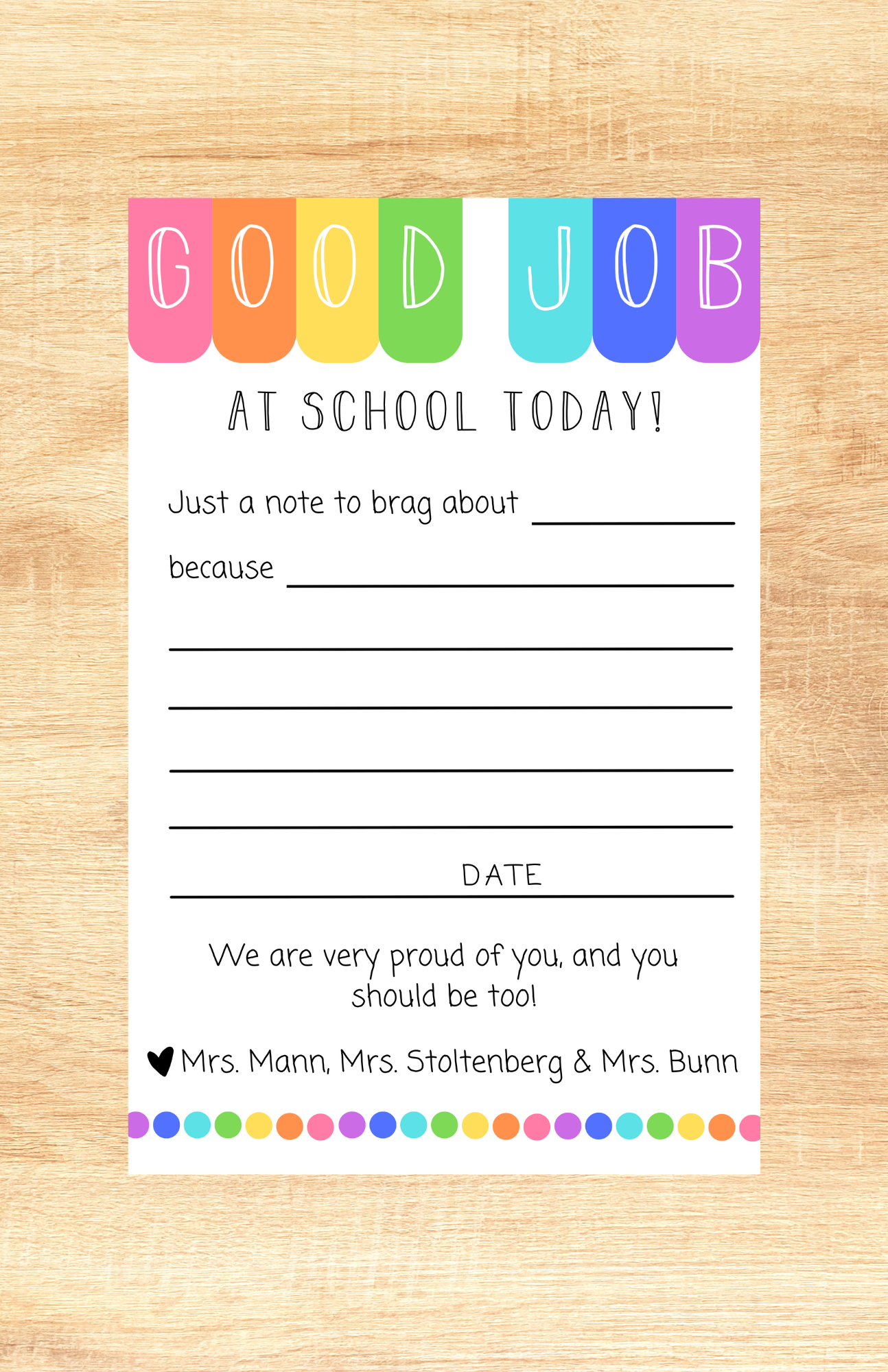 Good Job! Teacher Notepad