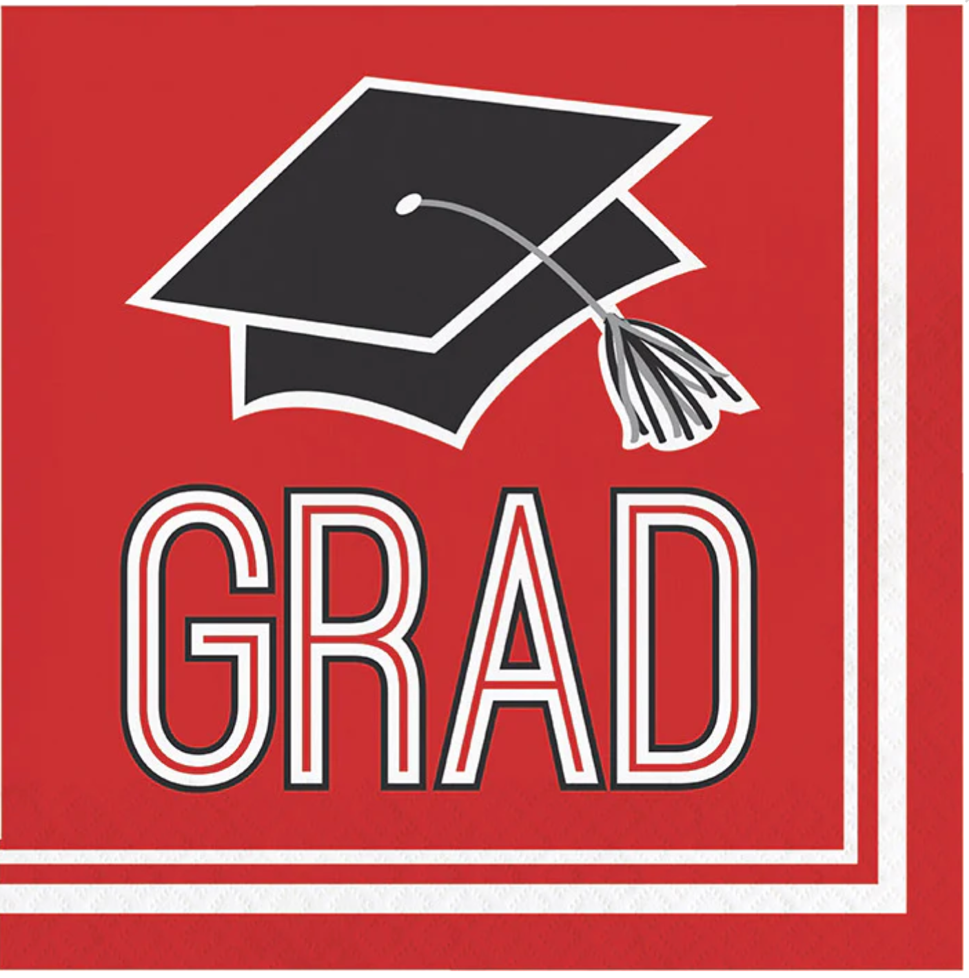 Red & Black Grad Napkins
