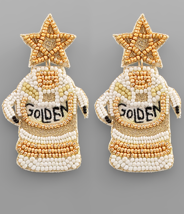 Golden Sneaker Beaded Earrings