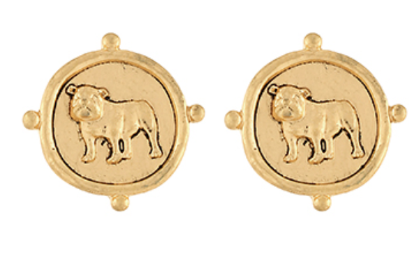Vintage Coin Bulldog Earrings