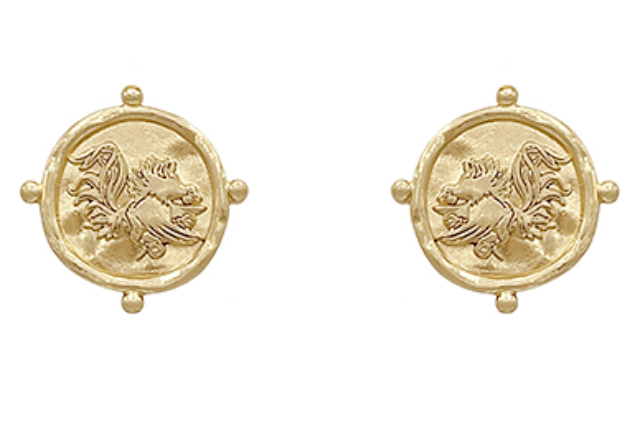Vintage Coin Gamecock Earrings