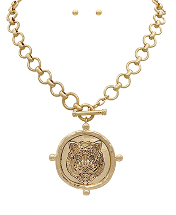Tiger Head Coin Necklace (Gameday Accessory)