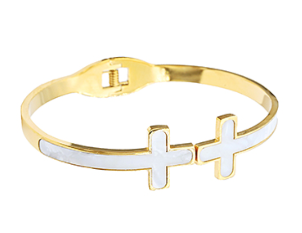 Mother of Pearl Cross Bracelet
