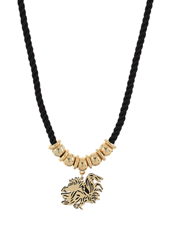 Gamecock Black Cord Necklace