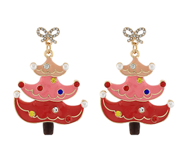 Christmas Tree Bow Earrings