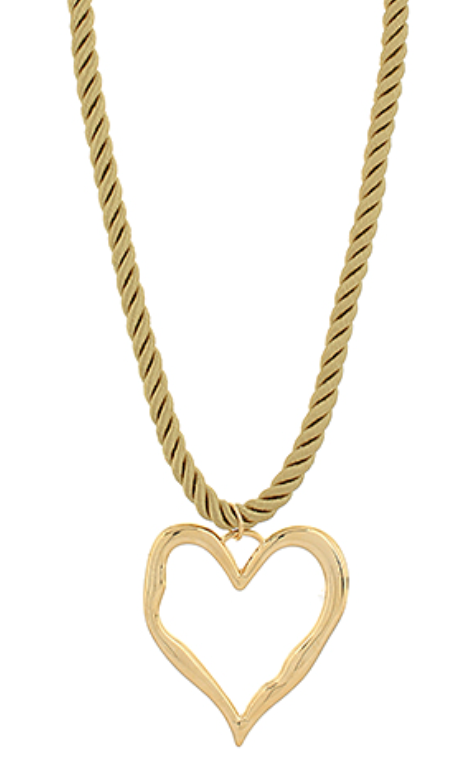 Gold Cord Heart Necklace