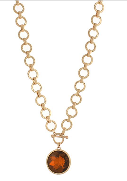 Glass Round Pendant Necklace