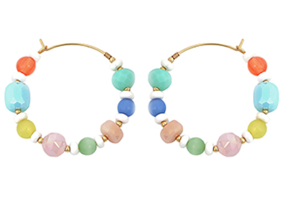Bead Wire Hoop Earrings