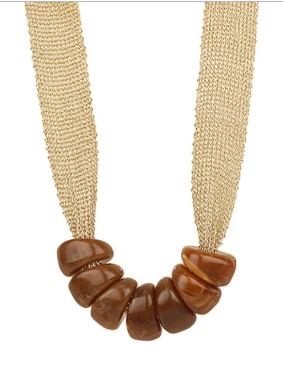 Bead & Mesh Fabric Necklace