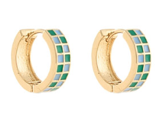 Checkered Huggie Hoops