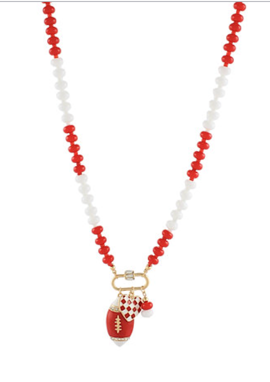 Red/White Football Charm Necklace