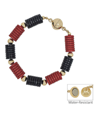Burgundy/Black Flat Bead Bracelet