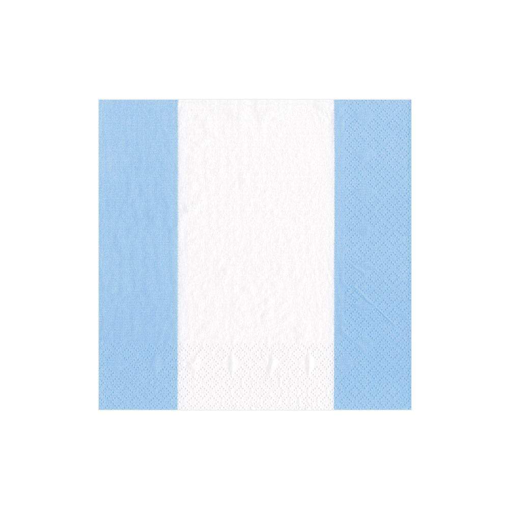Bandol Stripe Paper Cocktail Napkins in Light Blue - 20 Per Package