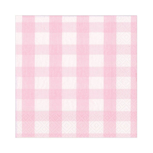 Pink Gingham Paper Luncheon Napkins in Pink