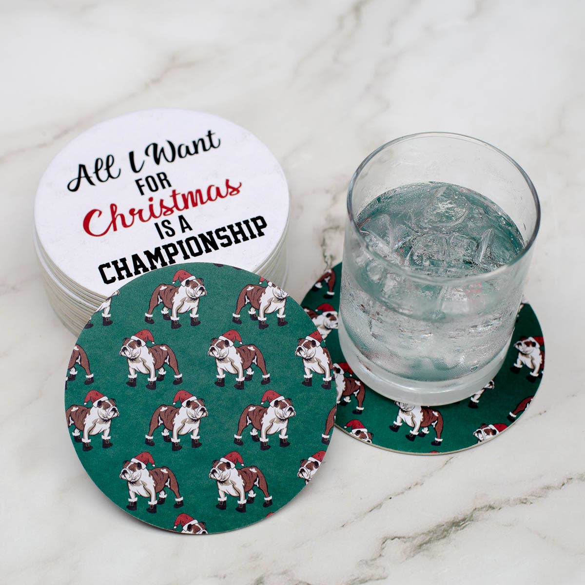 St. Nick Bulldog Reversible Paper Coasters