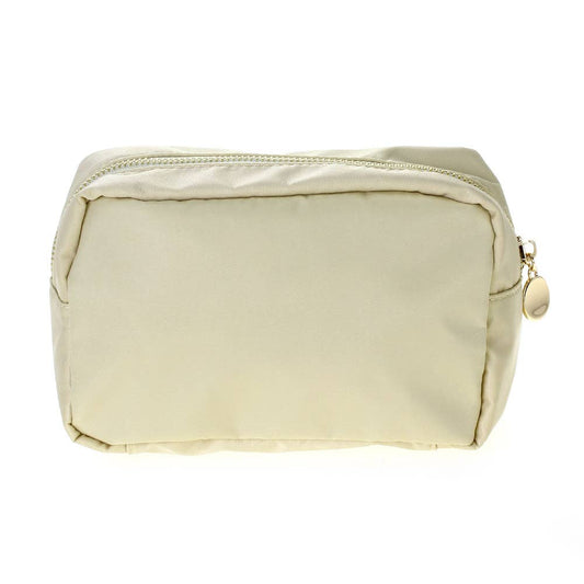 Taupe Nylon Cosmetic Pouch Bag