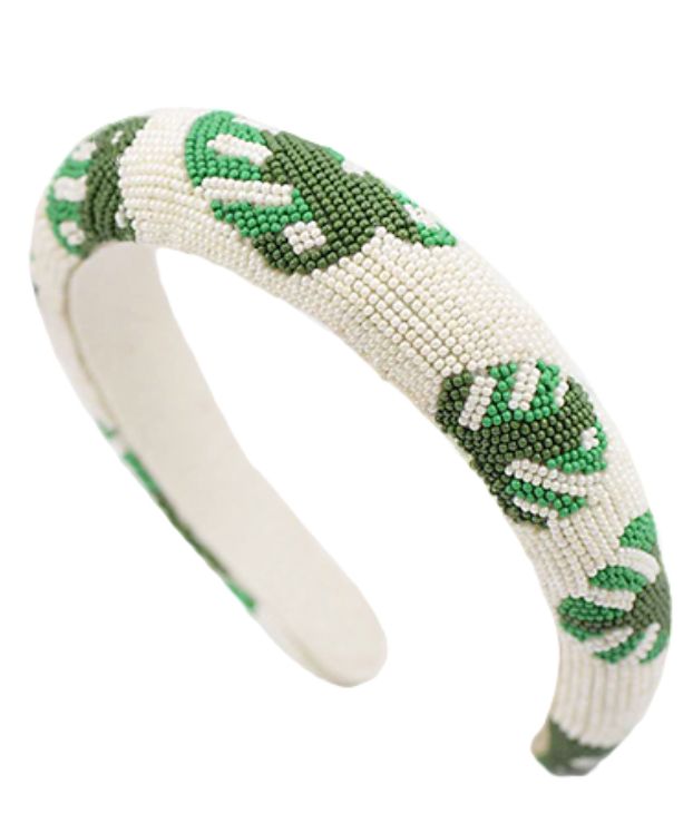 Beaded Leaf Headband