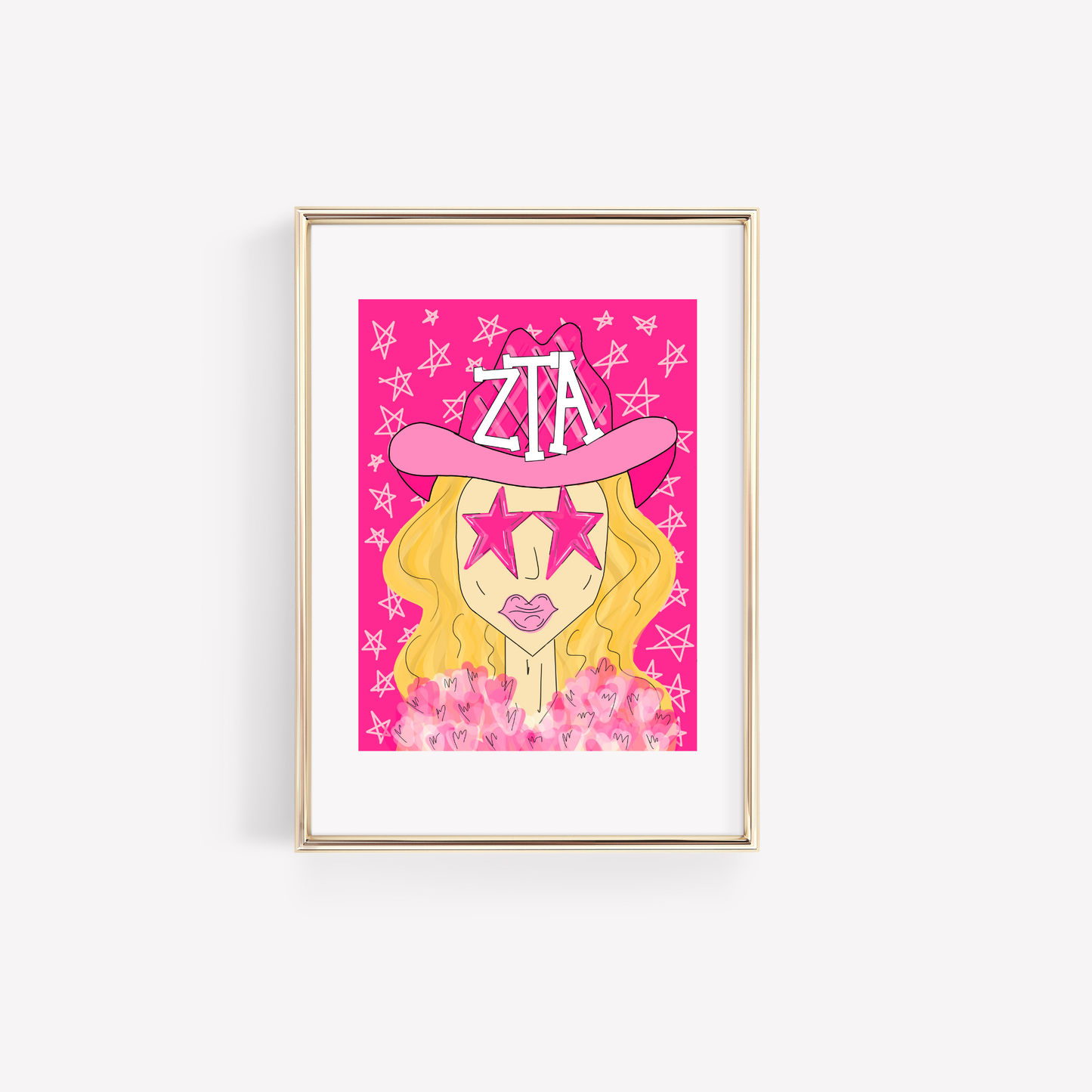5x7 ZTA Pink Funky Cowgirl