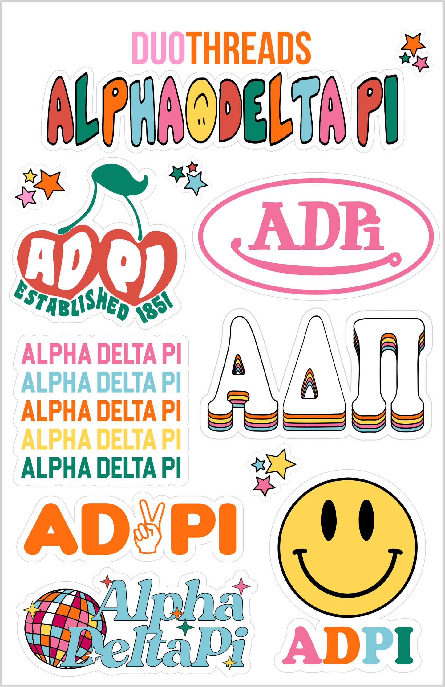 ADPi Rainbow Sticker Sheet