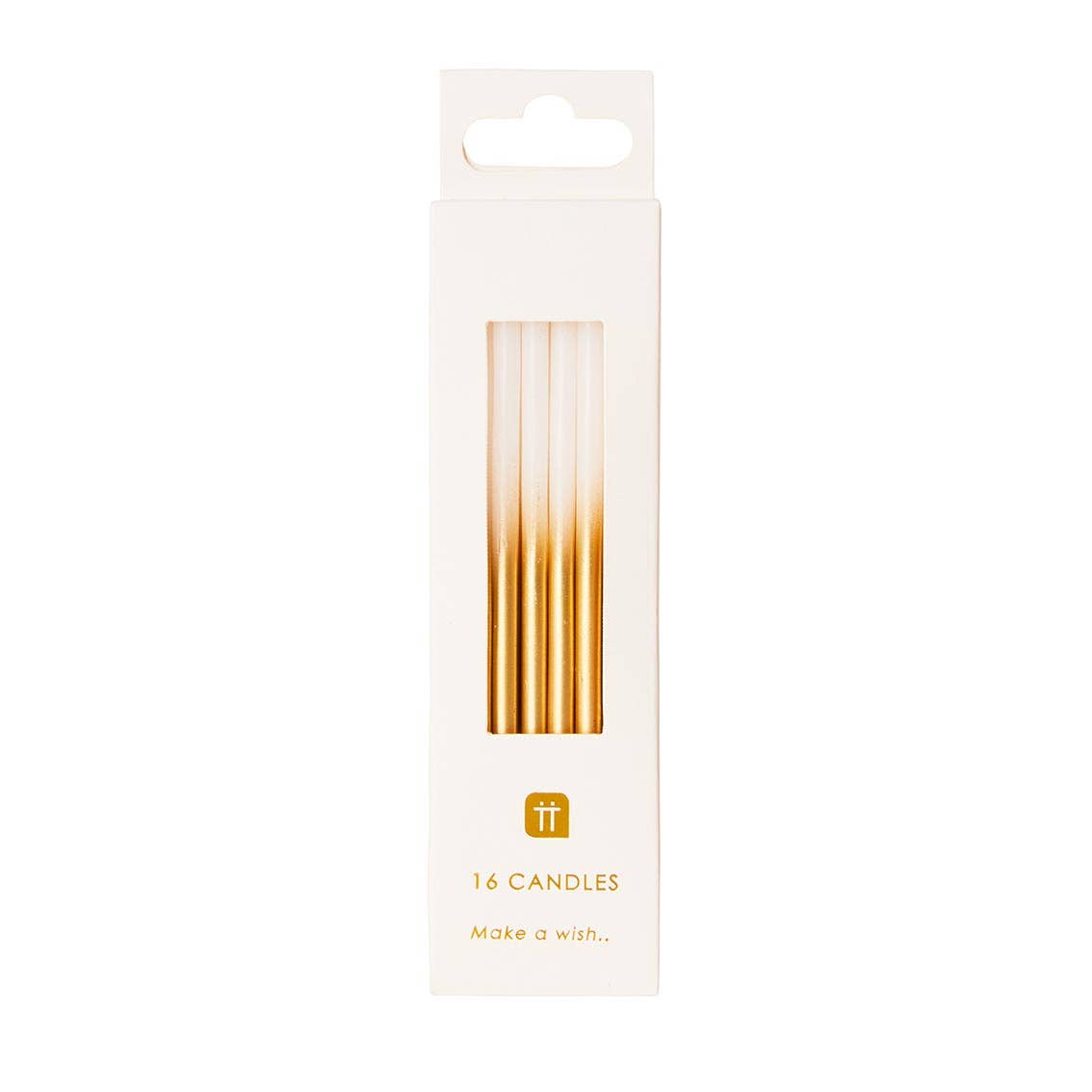 White and Gold Birthday Candles - 16 Pack