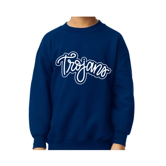 Cursive Trojans Crewneck