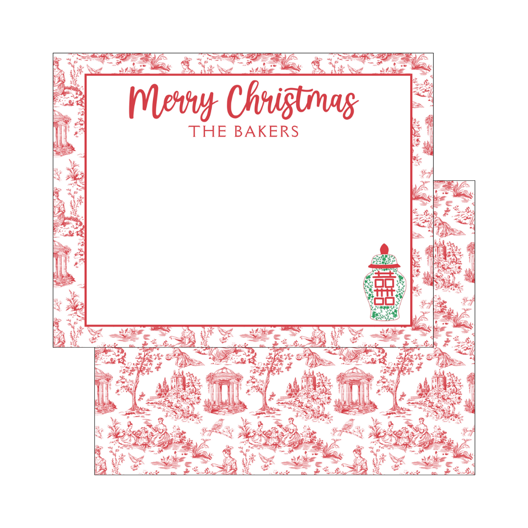 Red Chinoiserie Flat Notecard