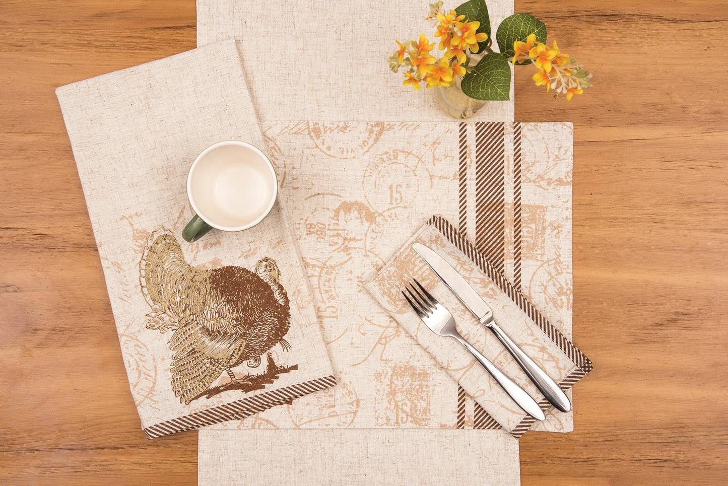 Fall/Harvest Elegant Turkey Thanksgiving Table Runner