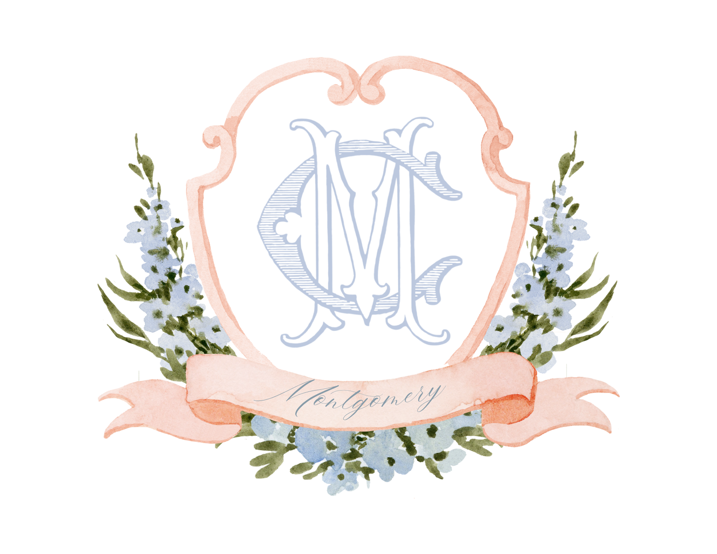 Semi-Custom Floral Wedding Crest