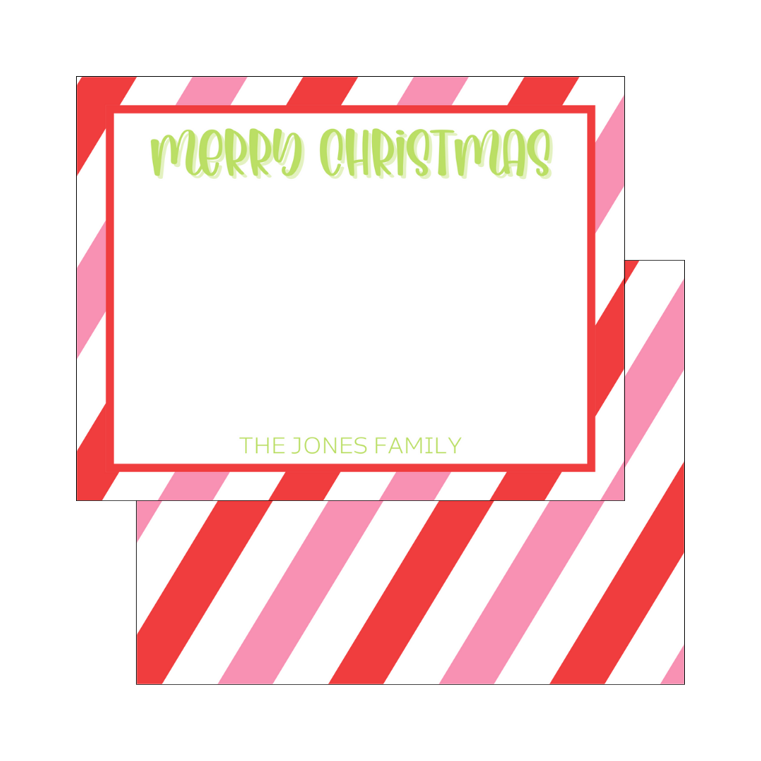 Pink/Red Christmas Flat Notecard