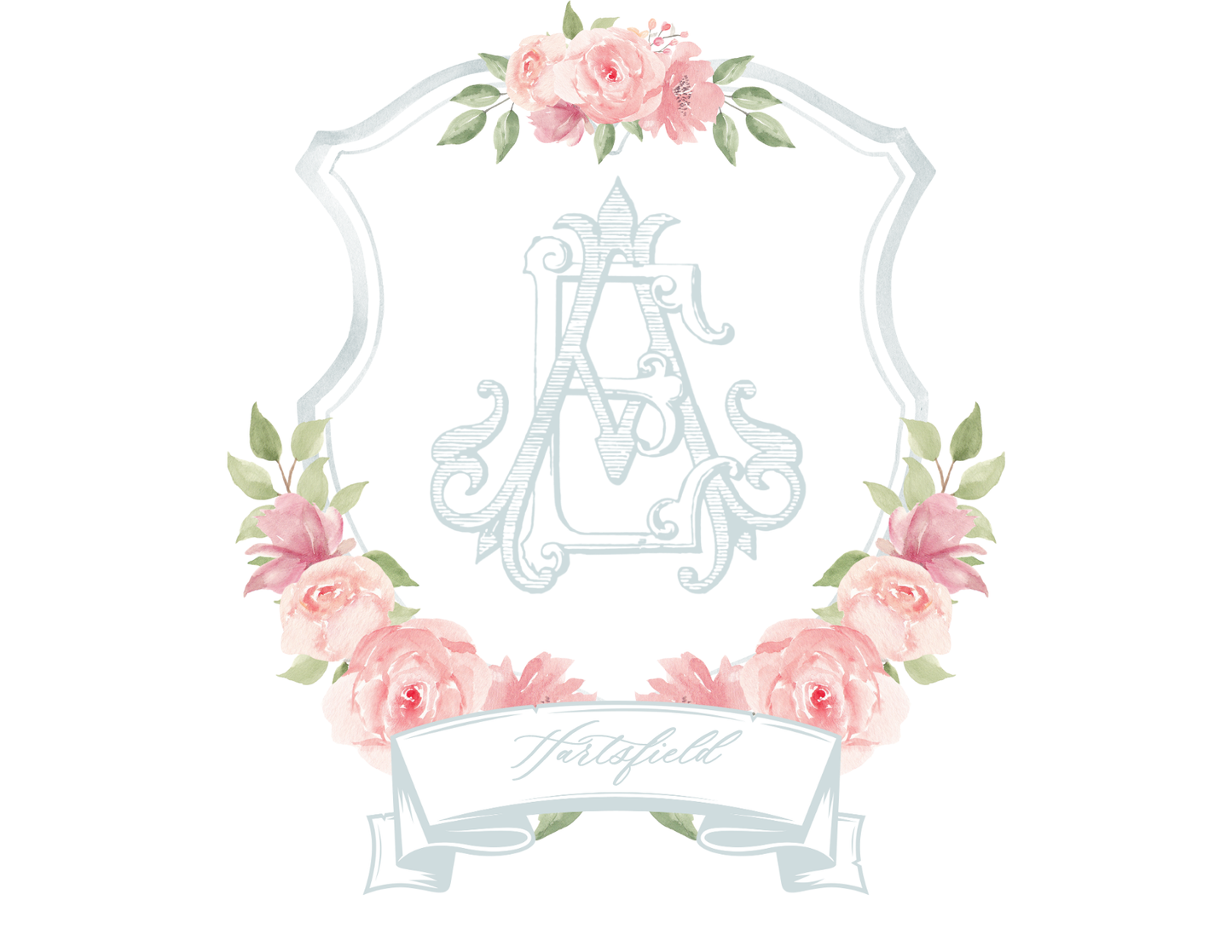 Semi-Custom Floral Wedding Crest