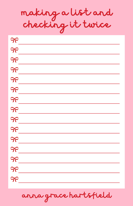 Christmas Bow List Notepad