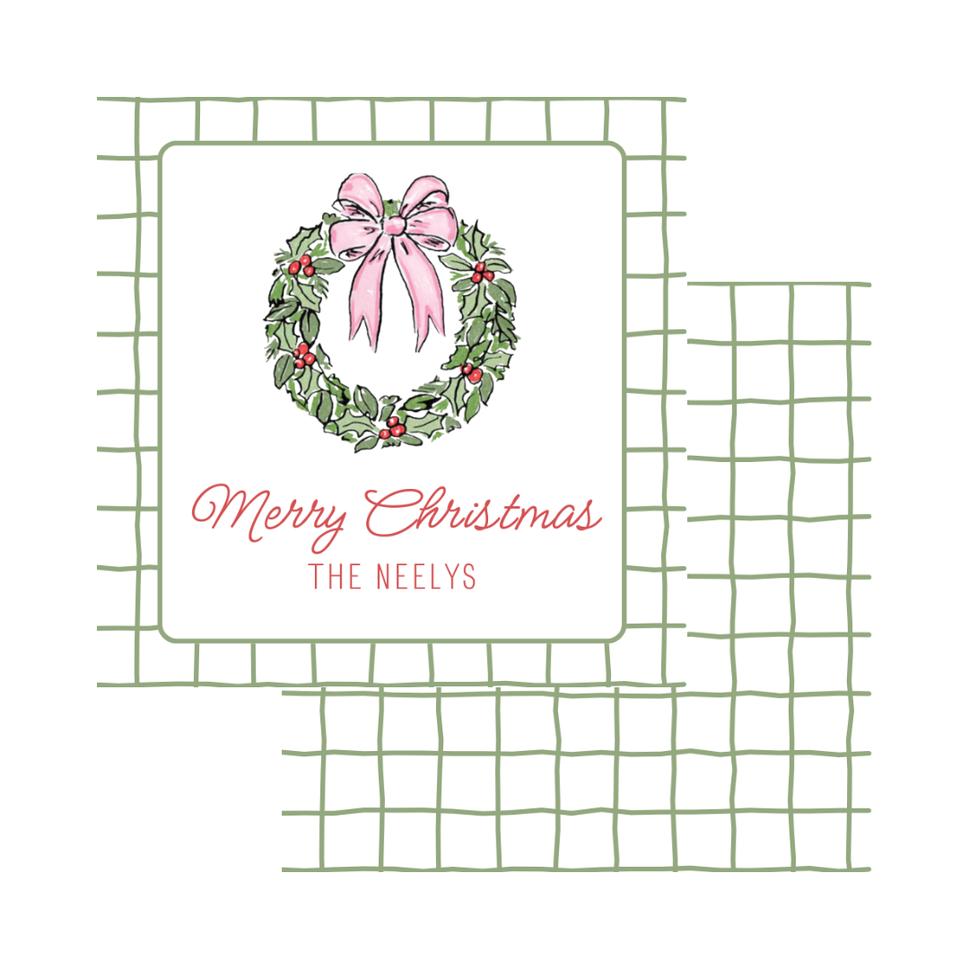 Green Wreath Christmas Tags