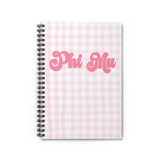 Phi Mu Spiral Notebook - Ruled Line Sorority Big Little Gift Greek Life Present Notepad Sisterhood PM