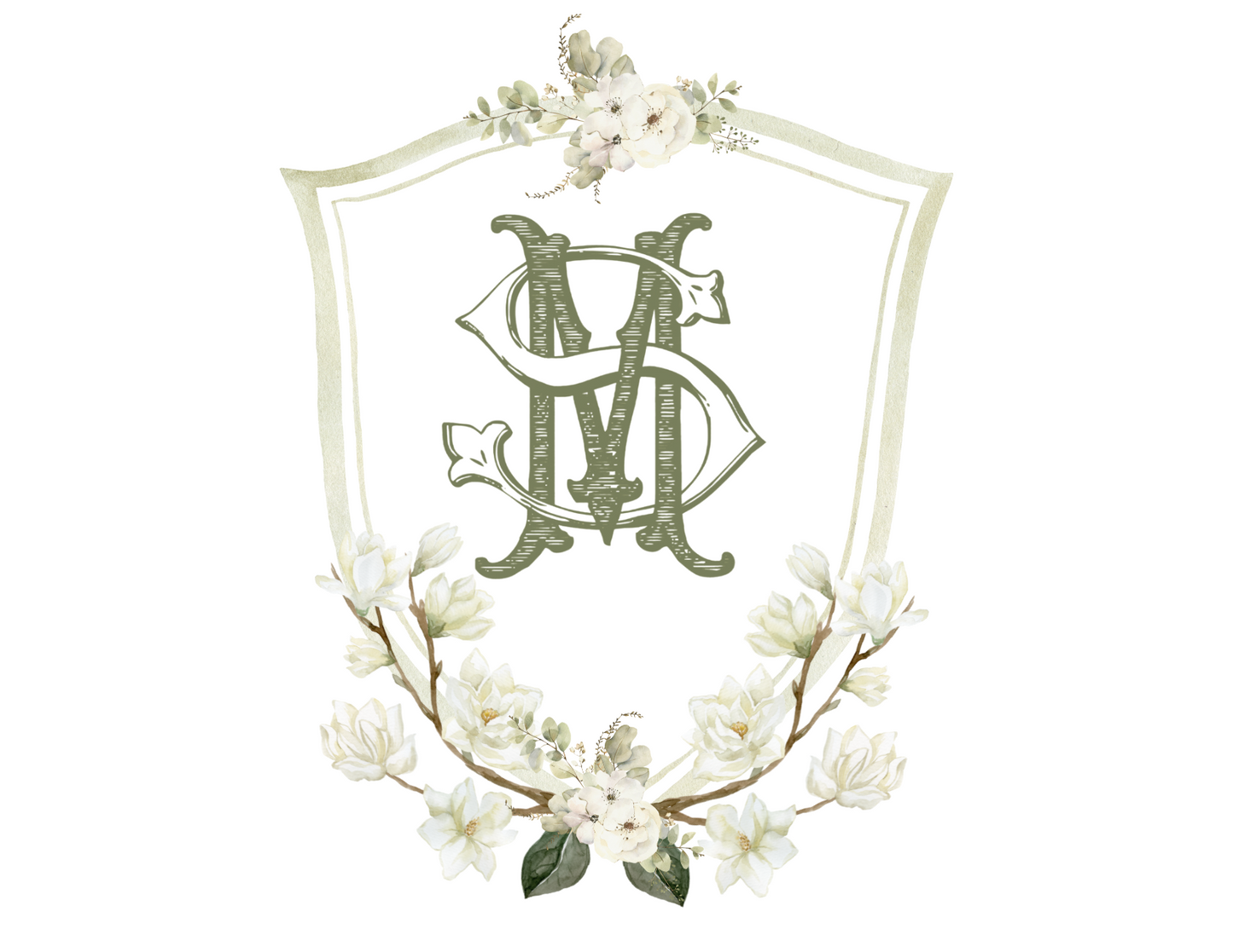 Semi-Custom Floral Wedding Crest