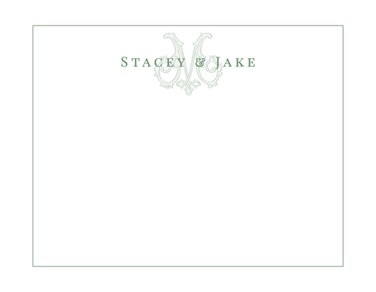 Antique Couple Monogram Notecards