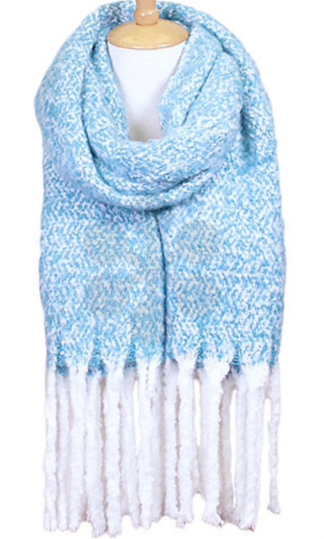 Light Blue Tassel Scarf