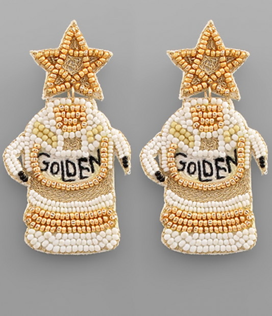 Golden Sneaker Beaded Earrings