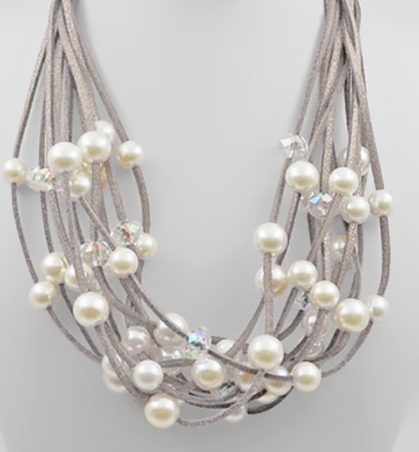 Pearl & Suede Layered Necklace