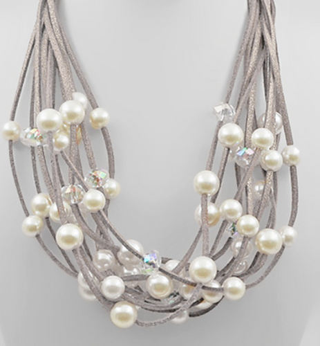 Pearl & Suede Layered Necklace