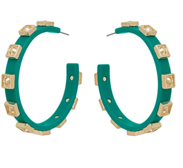 Green Gold Hoops