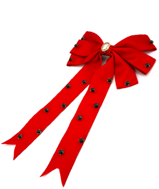 Jeweled Red/Black Bow