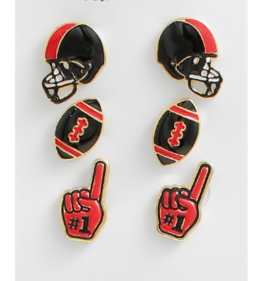 3pc. Red/Black Studs (Gameday Accessory)