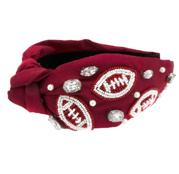 Burgundy/White Headband