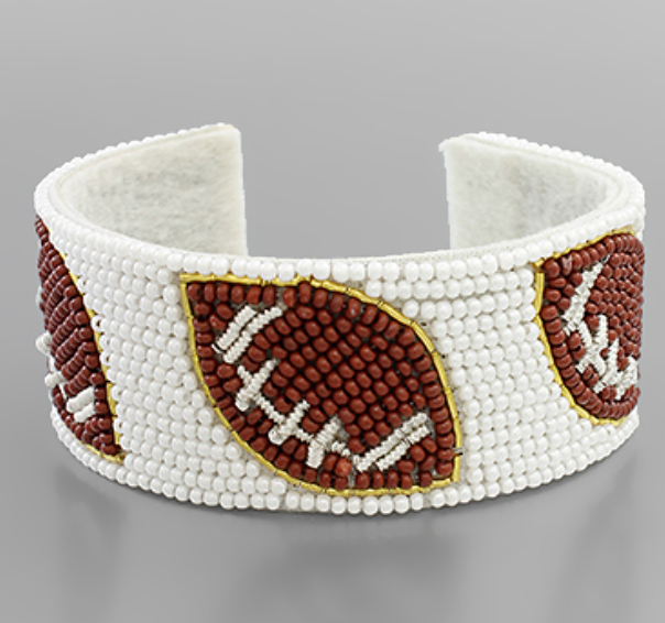 Beaded Football Cuff (Gameday Accessory)