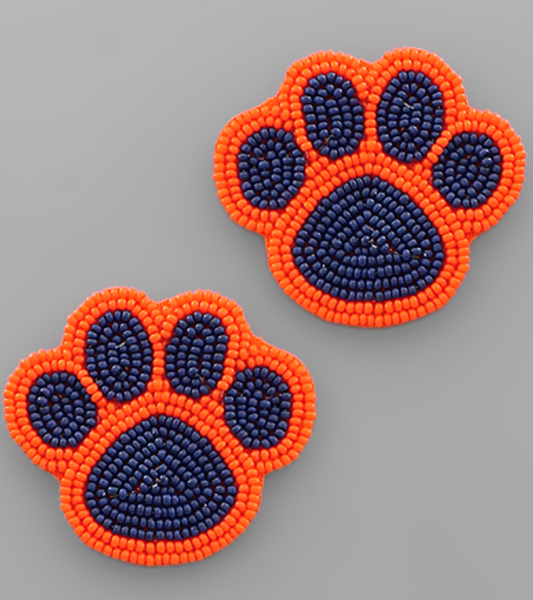 Navy Orange Paw Print (Gameday Accessory)