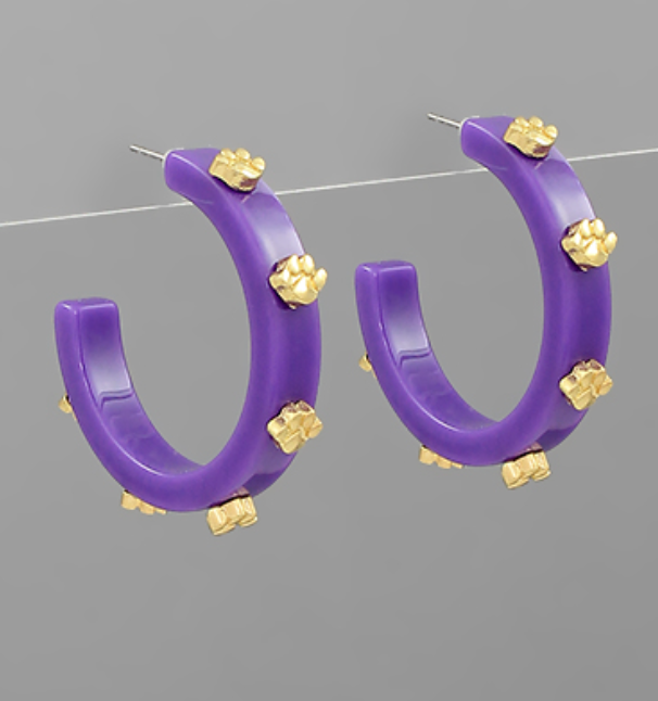 Purple Paw Print Hoop(Gameday Accessory)