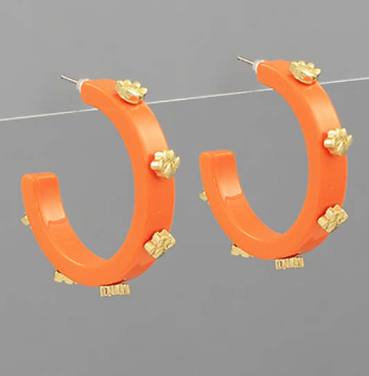 Orange Paw Print Hoop(Gameday Accessory)